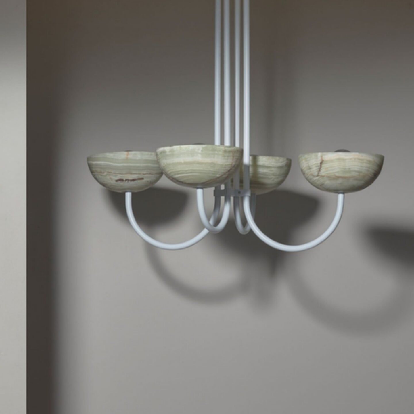 Aurelia Chandelier Narrow Jade Onyx & White Satin